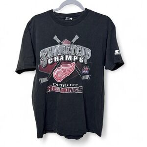Starter black Detroit Red Wings Stanley Cup Champs T-Shirt Size L #NHL #hockey
